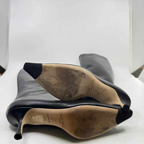 JIMMY CHOO Agathe Black Leather Knee-High Boots (w/box + dustbag) - Picture 11 of 16